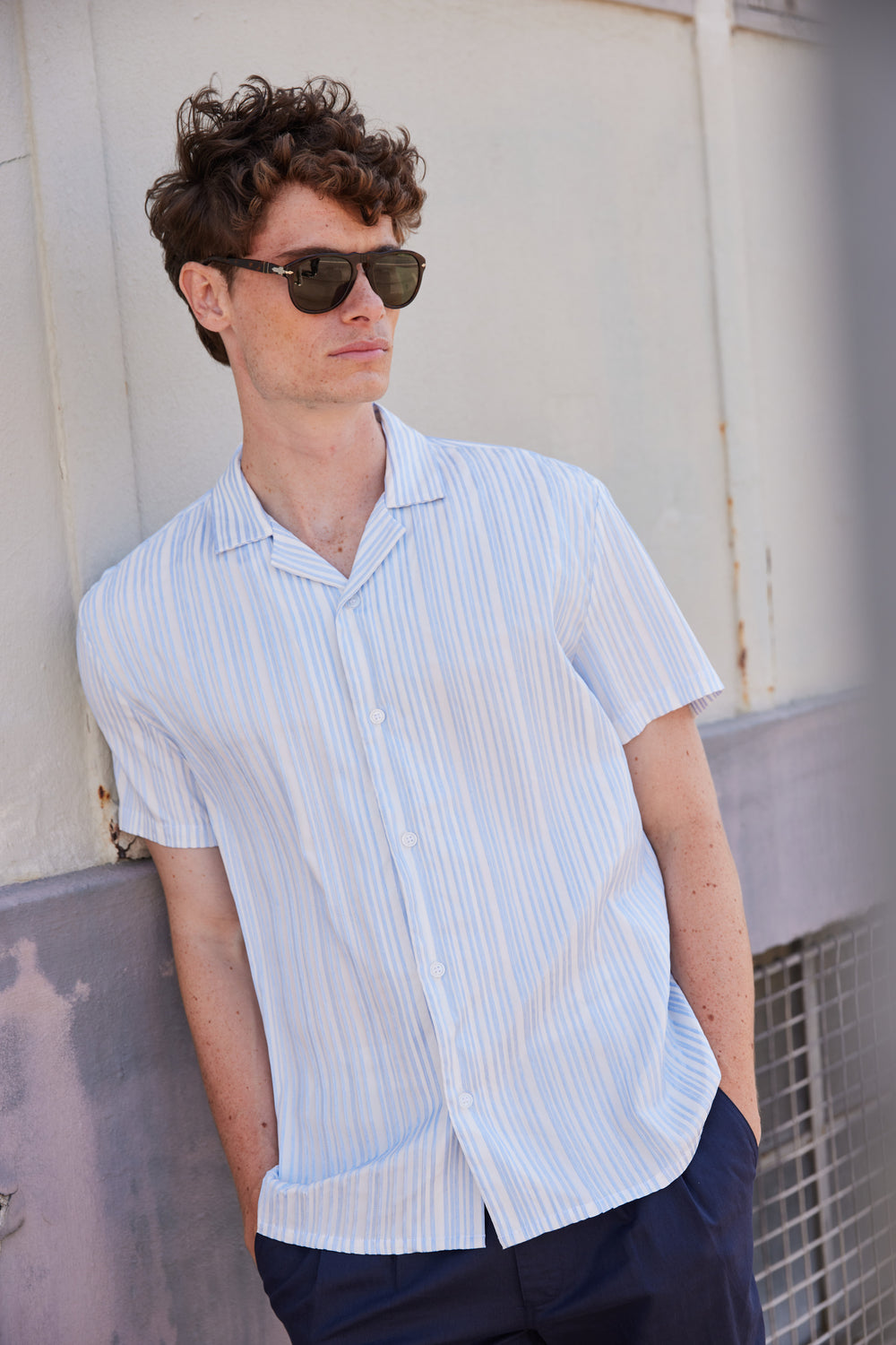 Bruuns Bazaar Men DimensionBBHomme shirt Shirts Light blue stripe