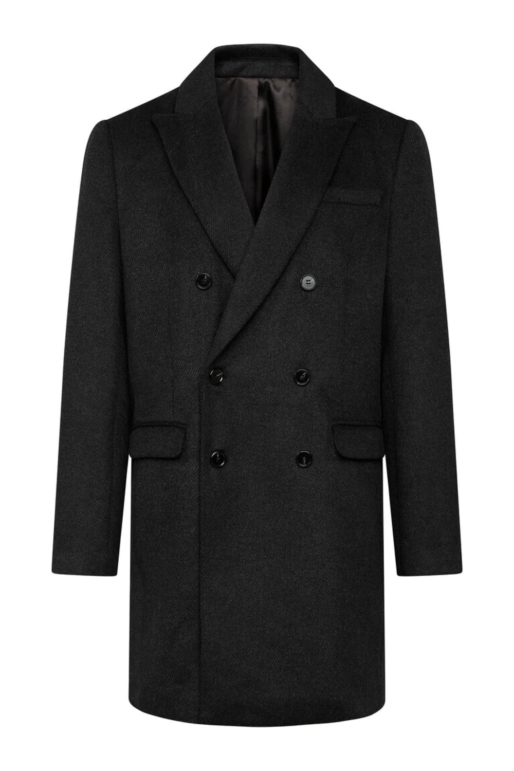 Bruuns Bazaar Men FuzzyBBDoubalina coat Outerwear Black melange