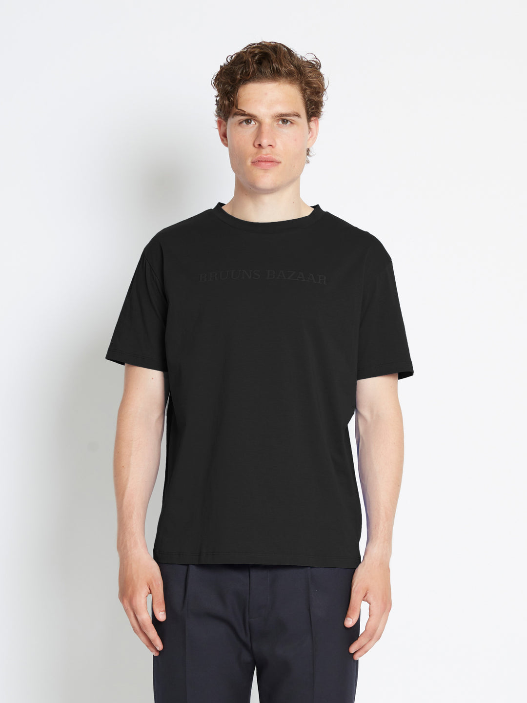 Bruuns Bazaar Men GusBBLogo tee T-shirts Black