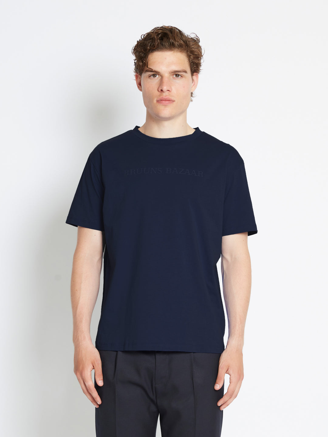 Bruuns Bazaar Men GusBBLogo tee T-shirts Navy