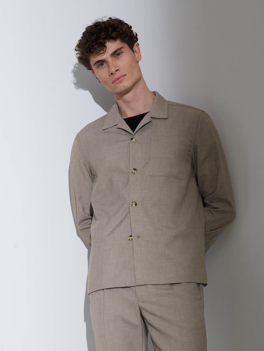 Bruuns Bazaar Men MicksBBStone shacket Shirts .Sand