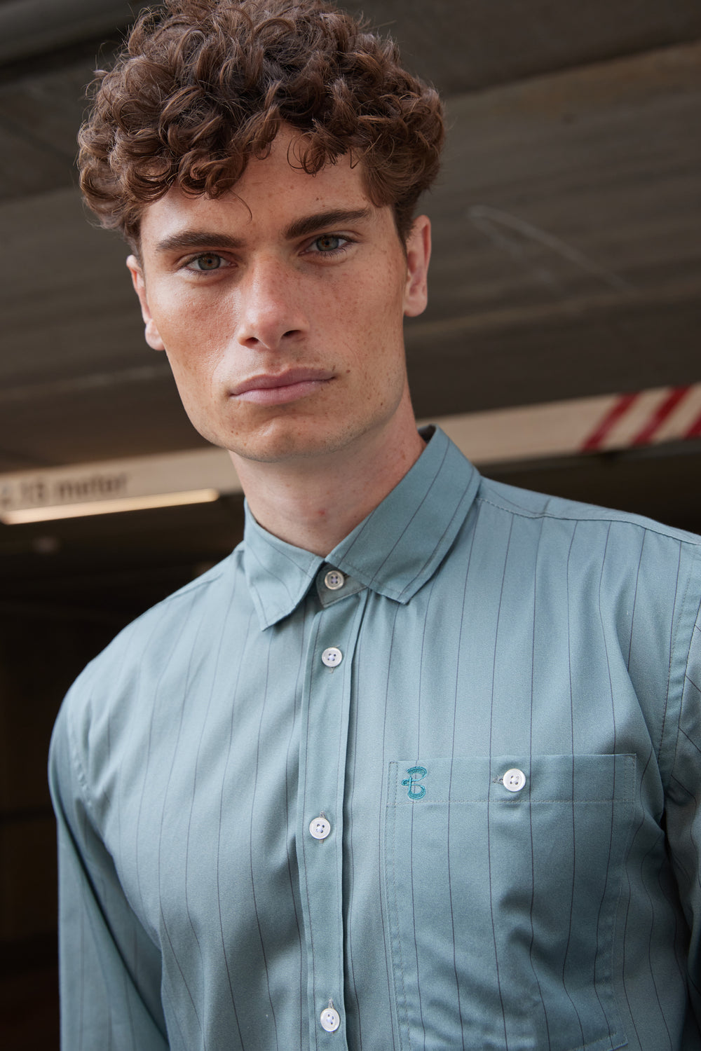 Bruuns Bazaar Men SkyBBLorenzo shirt Shirts Sage Stripe