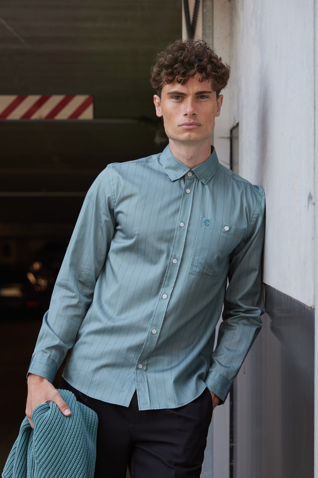 Bruuns Bazaar Men SkyBBLorenzo shirt Shirts Sage Stripe