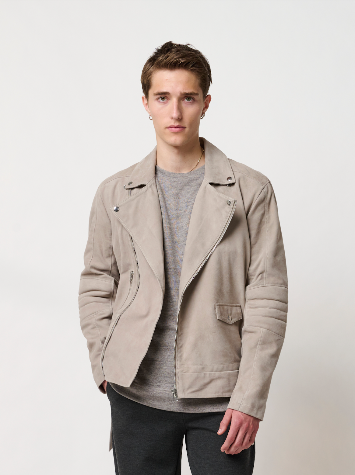 SuedeBBFelix Jacket Roasted Grey BRUUNSBAZAAR.COM