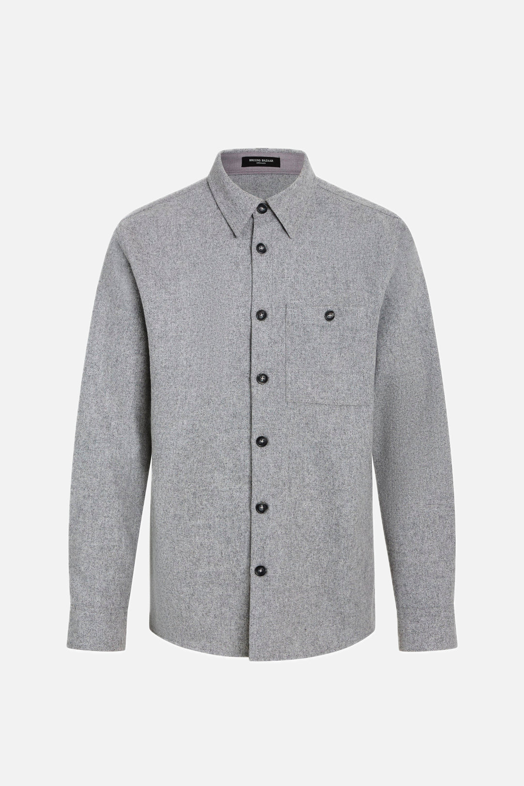 Bruuns Bazaar Men WoolBBReve shirt Shirts Grey Melange
