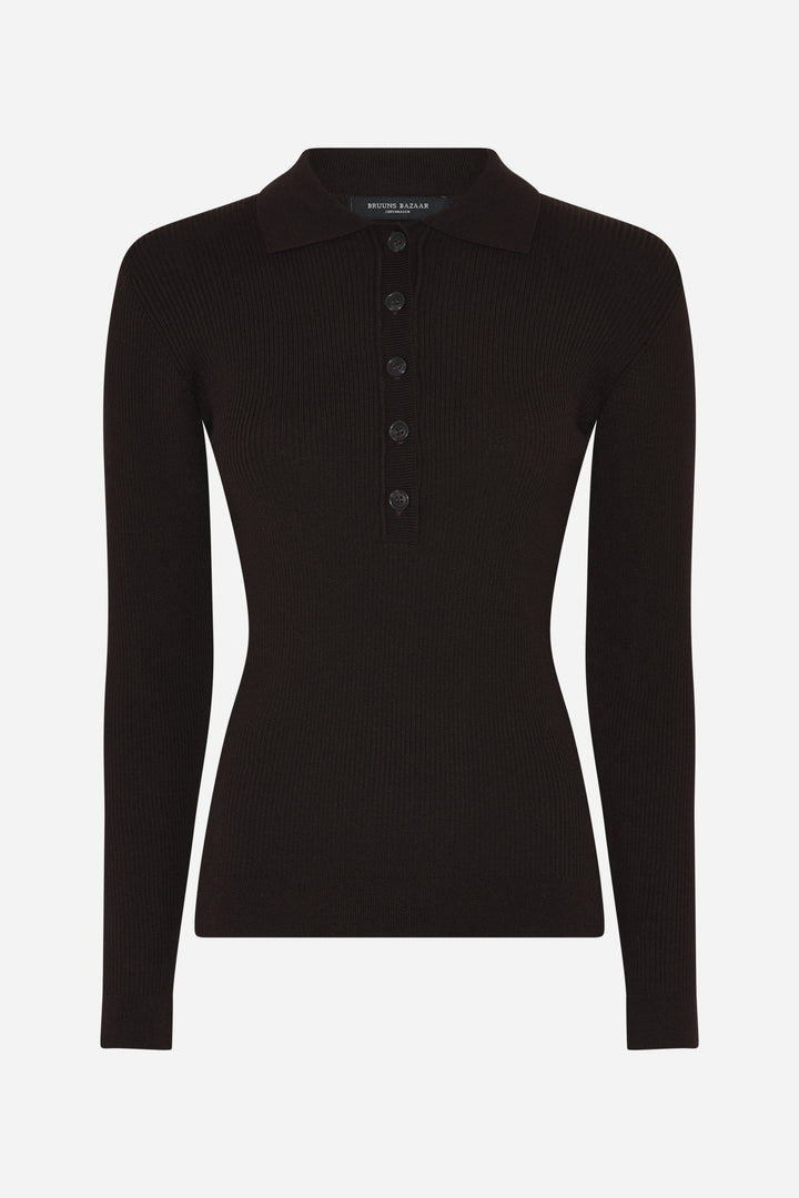 Bruuns Bazaar Women AnemoneBBValea knit polo Knit Chocolate brown