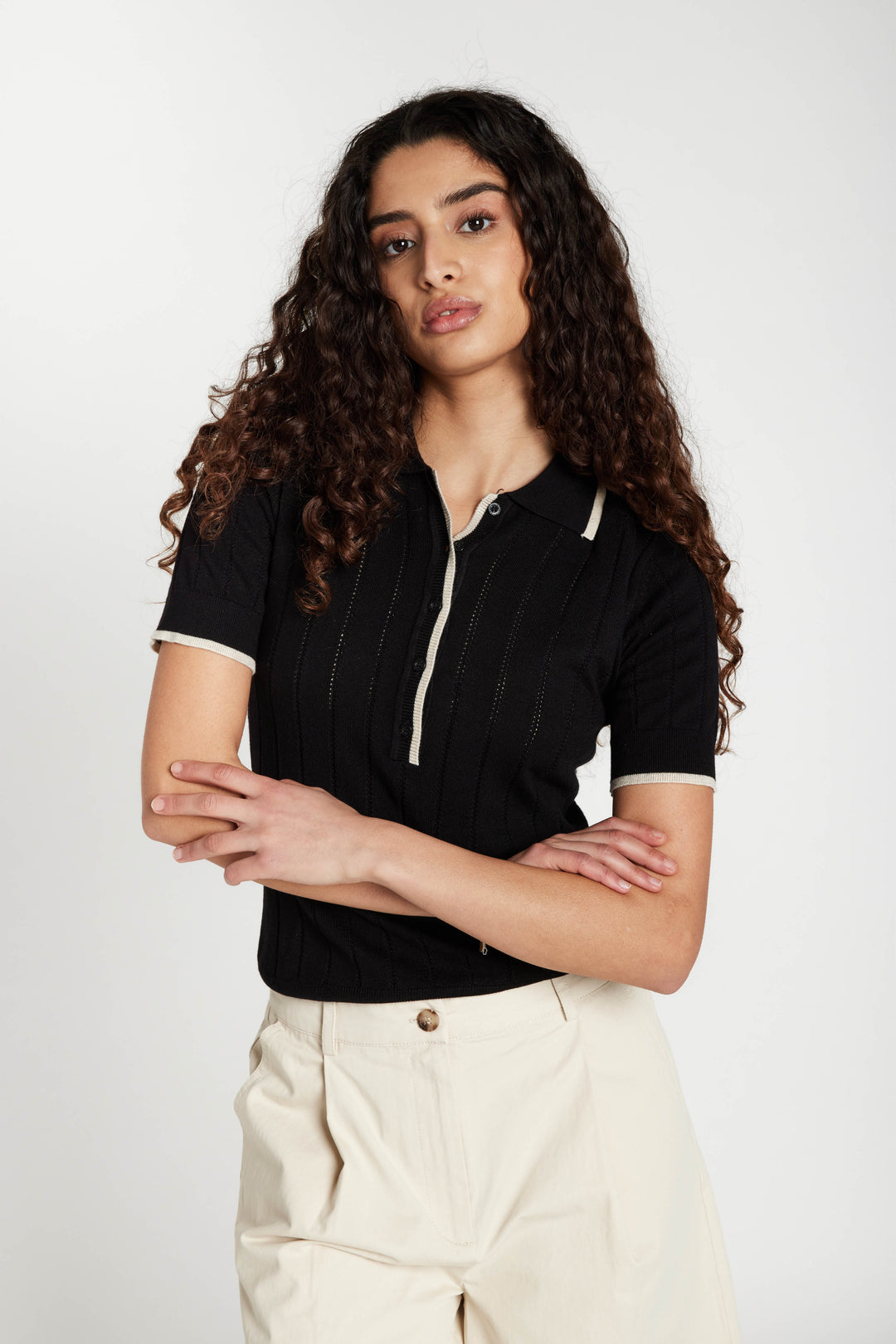 Bruuns Bazaar Women AnemoneBBValnenzia knit polo Knit Black