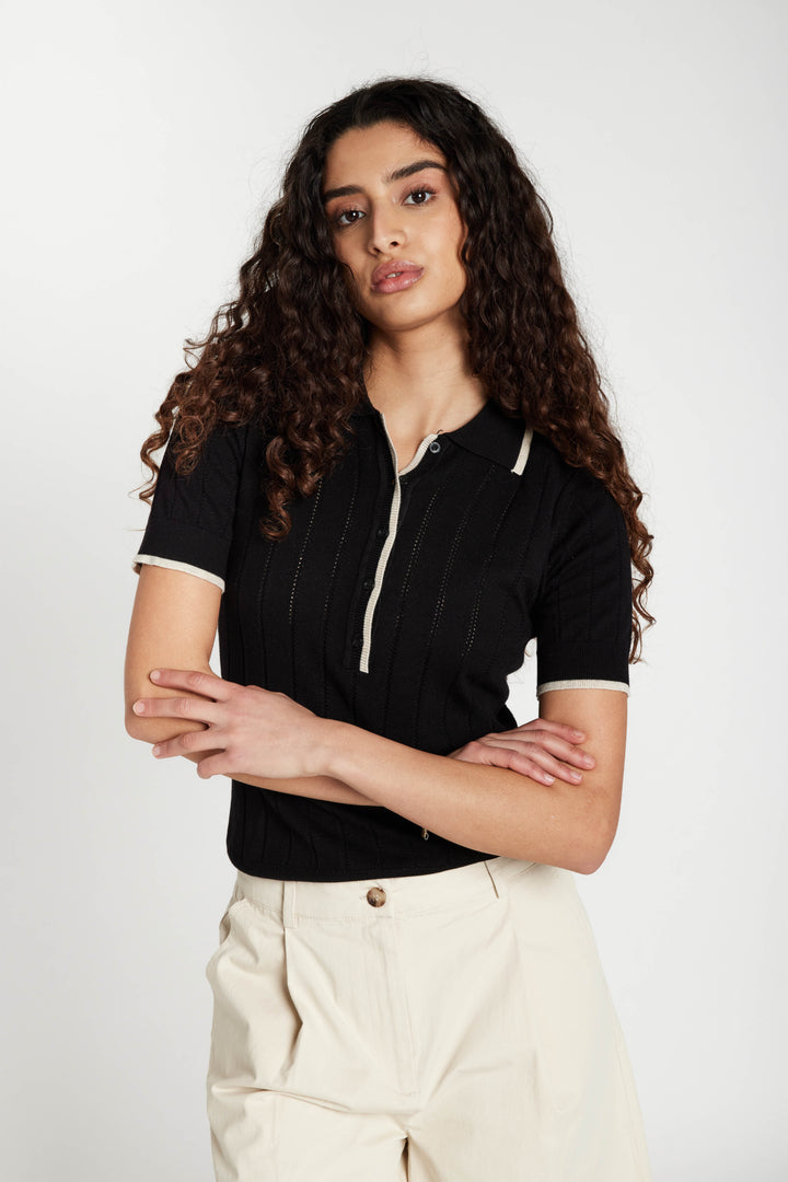 Bruuns Bazaar Women AnemoneBBValnenzia knit polo Knit Black