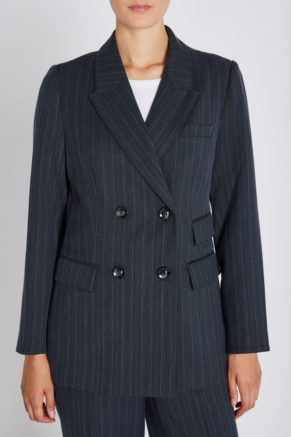 Bruuns Bazaar Women ApricotBBLinda blazer Blazer Herringbone blue pin stripe