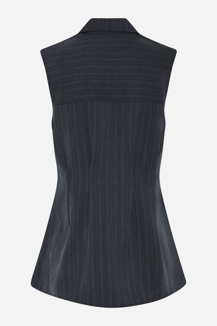 Bruuns Bazaar Women ApricotBBUrwa waistcoat Shirts Herringbone blue pin stripe
