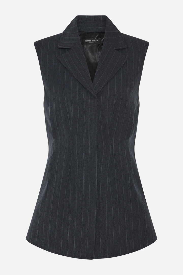 Bruuns Bazaar Women ApricotBBUrwa waistcoat Shirts Herringbone blue pin stripe