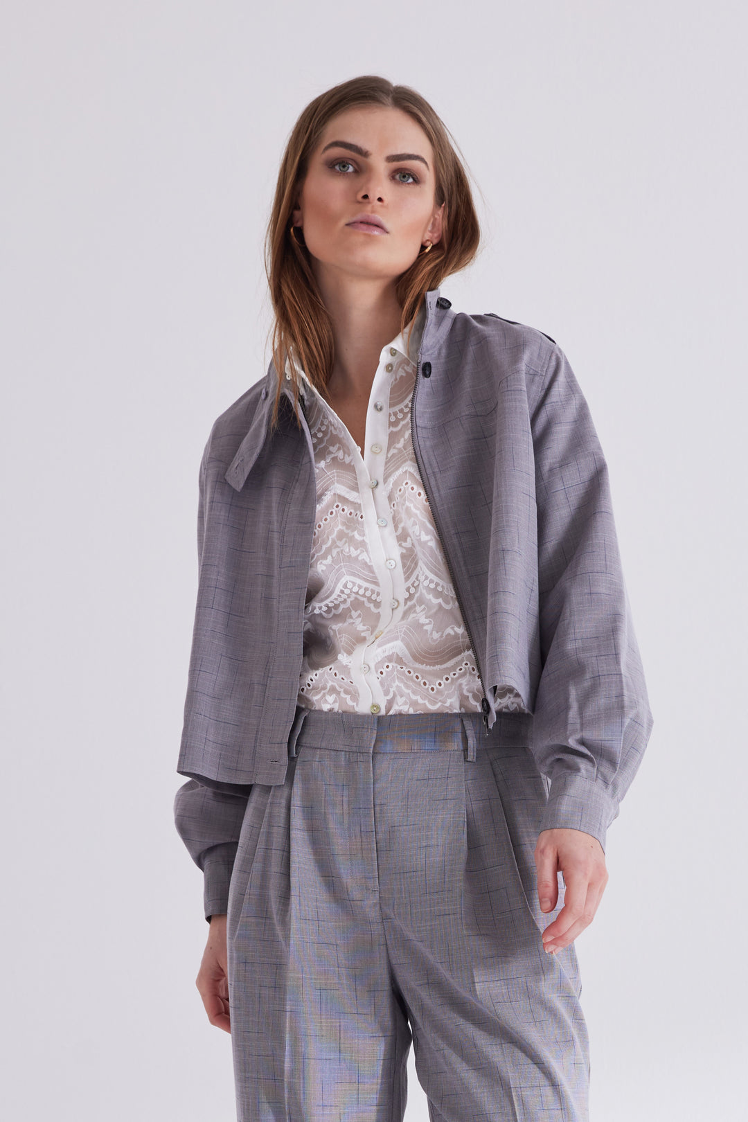 Bruuns Bazaar Women BayBBGinea jacket Blazer Grey Check