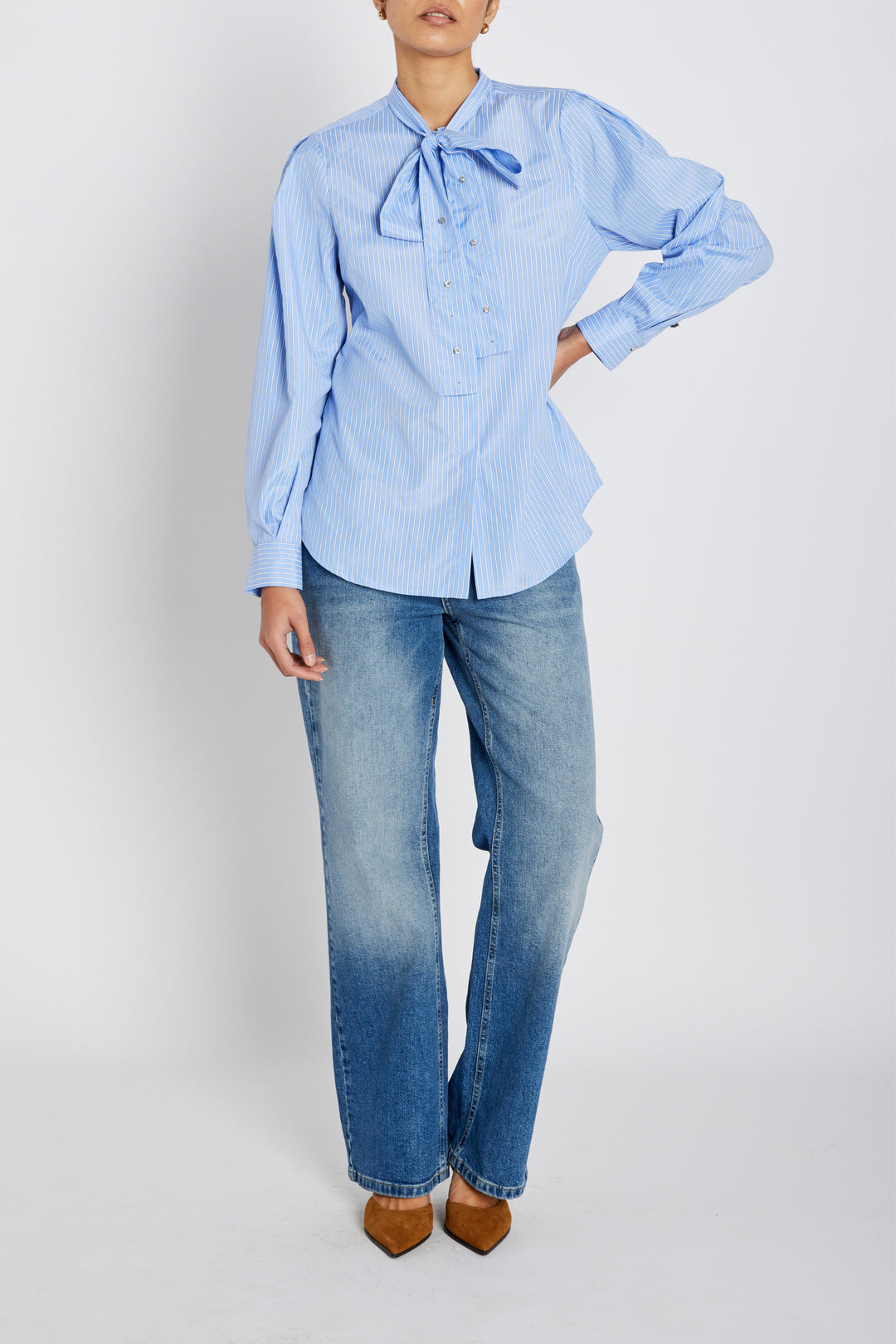 Bruuns Bazaar Women BorassusBBElza shirt Shirts Light blue stripe