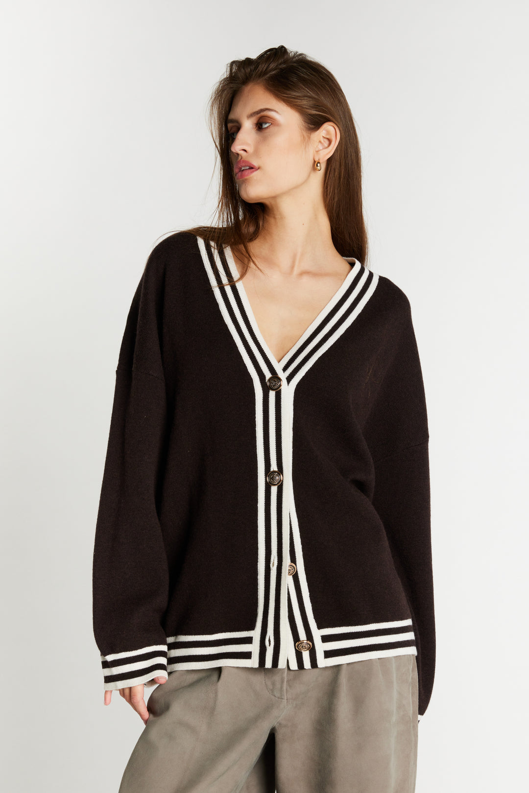 Bruuns Bazaar Women ChalinaBBSira knit cardigan Knit Dark Brown