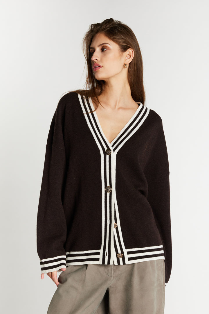 Bruuns Bazaar Women ChalinaBBSira knit cardigan Knit Dark Brown