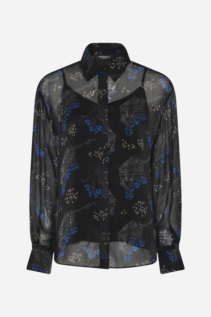 Bruuns Bazaar Women ChionoBBAgata shirt Shirts Black Blue leopard print