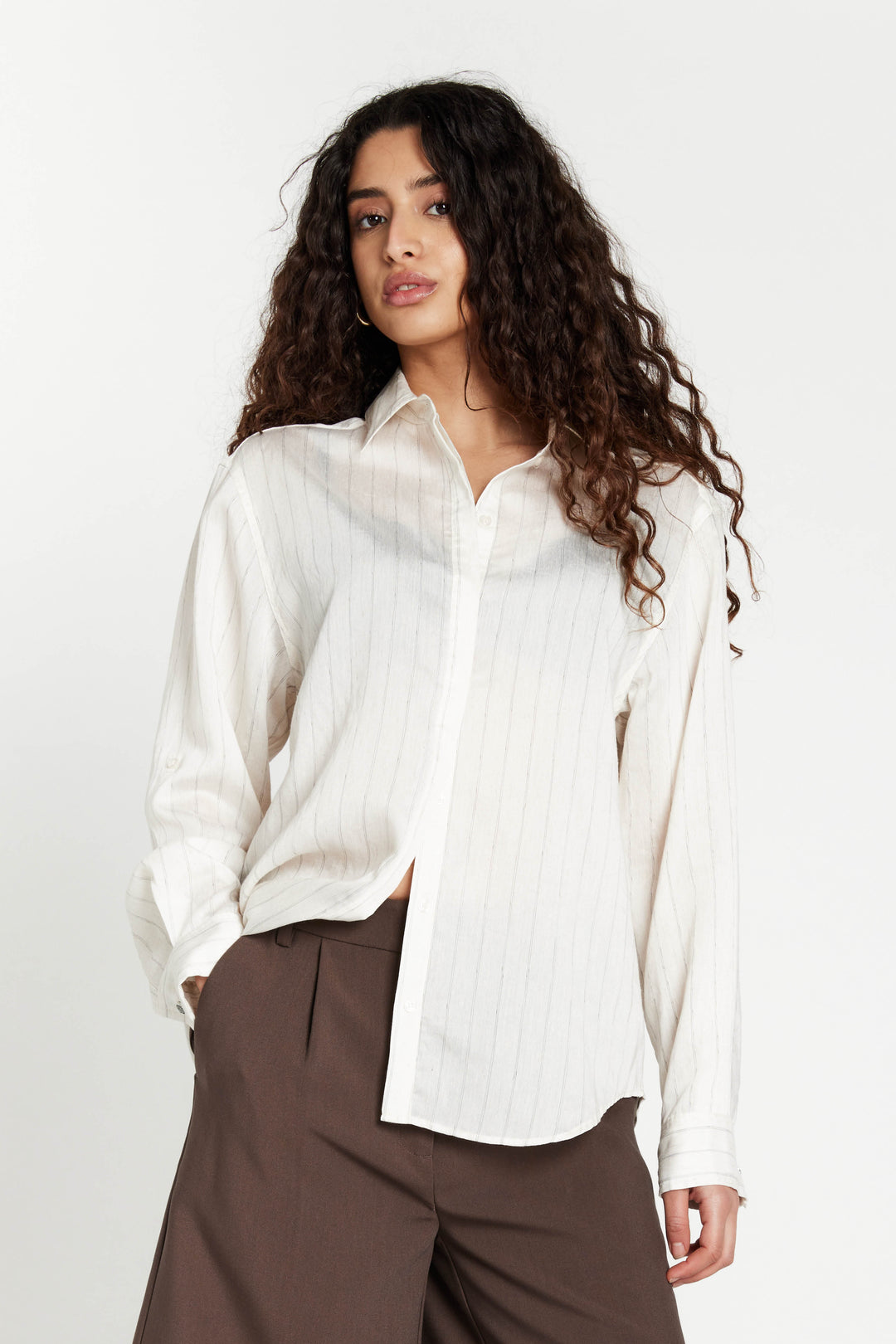 Bruuns Bazaar Women CoccoBBAgatah shirt Shirts Snow white with black stripe