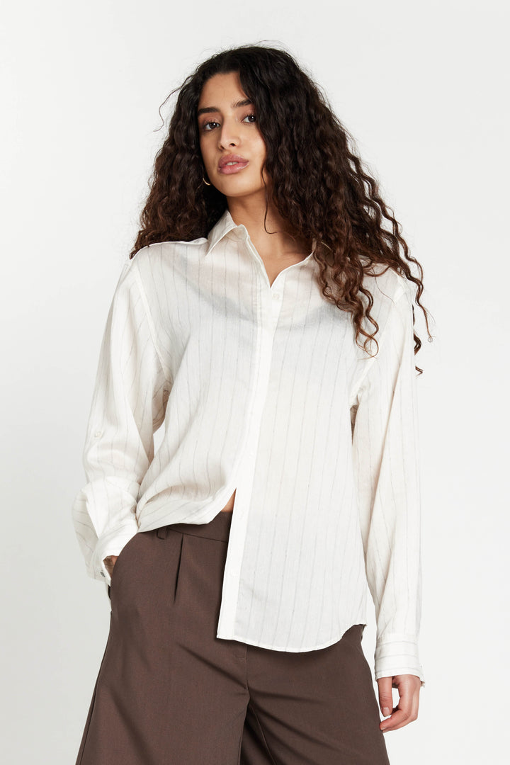 Bruuns Bazaar Women CoccoBBAgatah shirt Shirts Snow white with black stripe