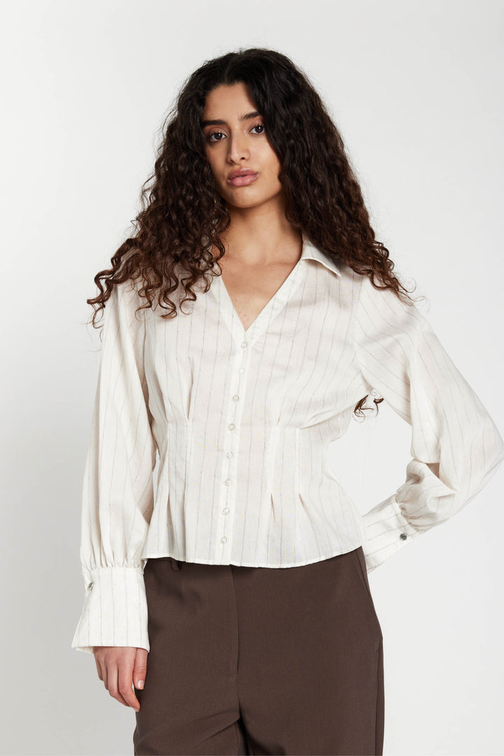 Bruuns Bazaar Women CoccoBBViona shirt Shirts Snow white with black stripe