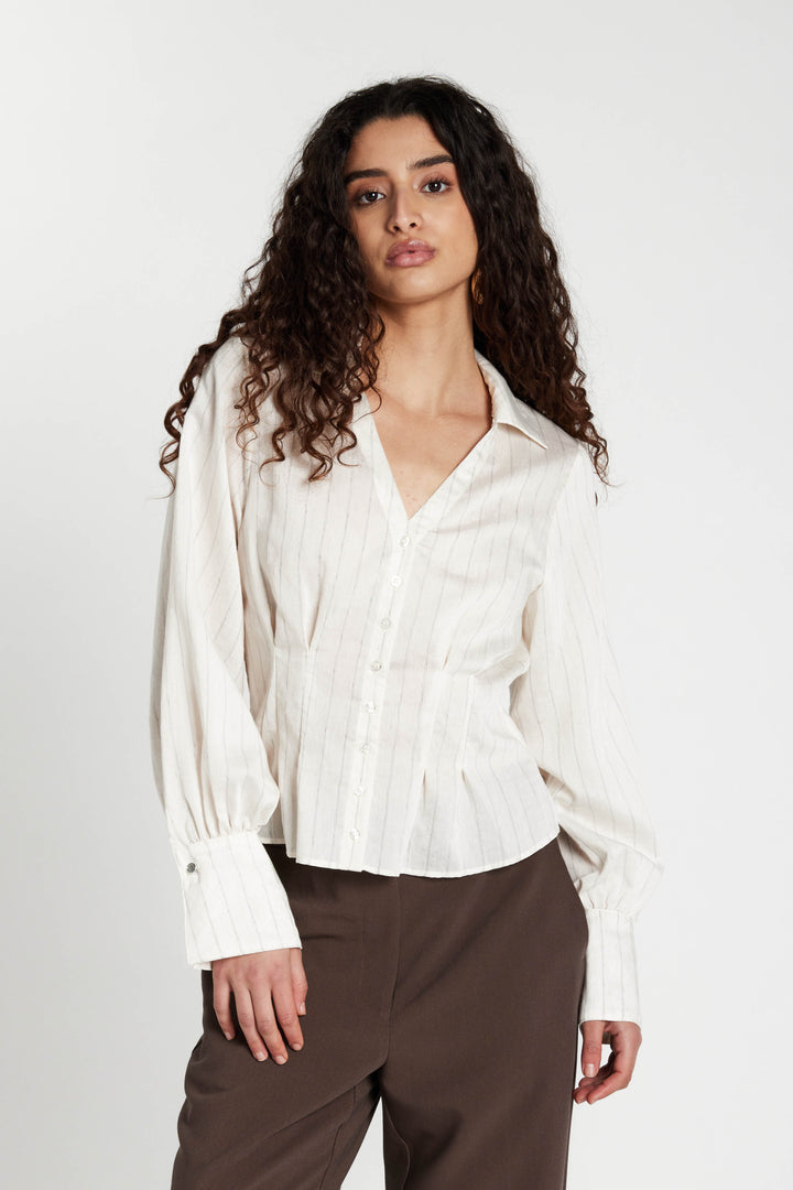 Bruuns Bazaar Women CoccoBBViona shirt Shirts Snow white with black stripe