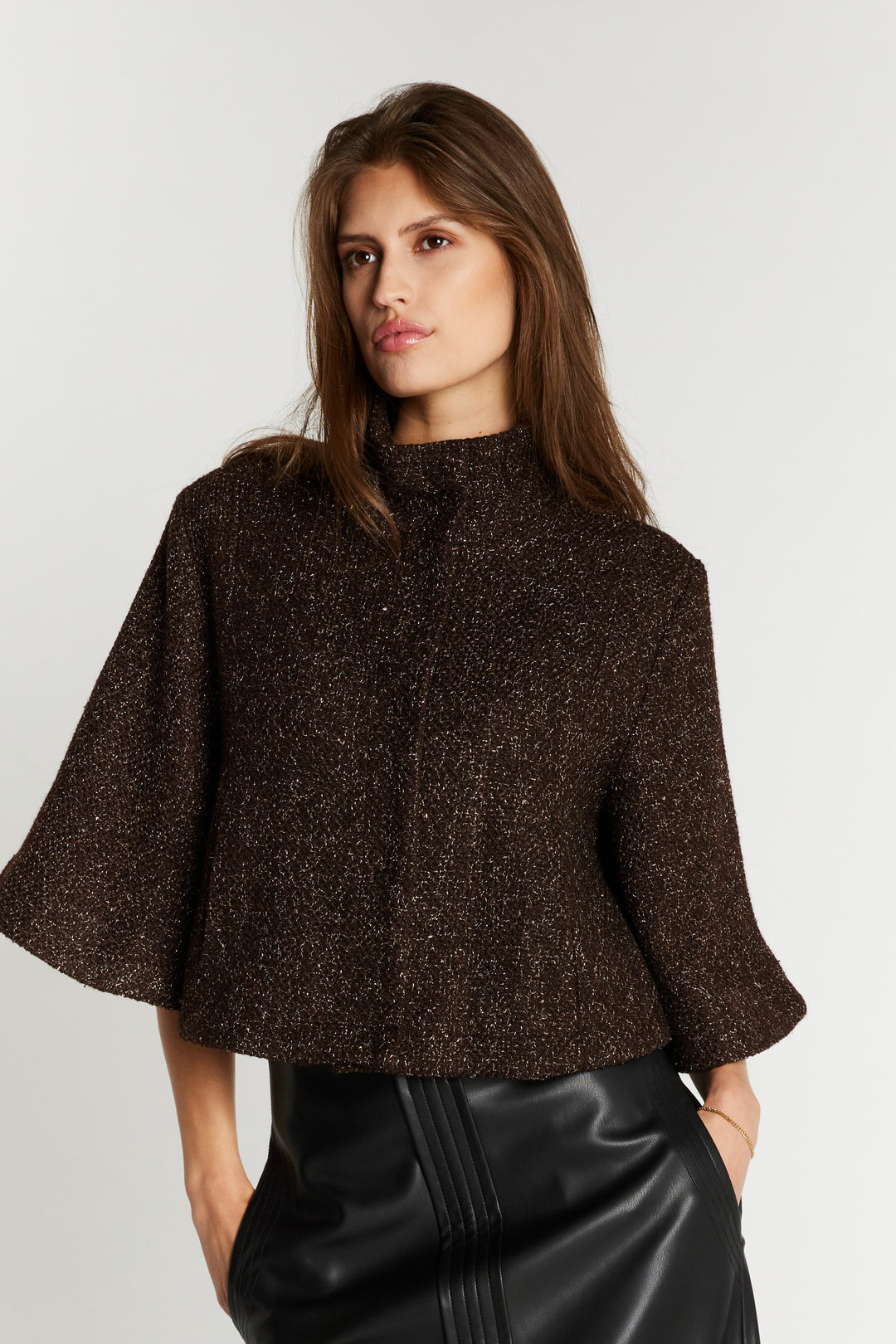 Bruuns Bazaar Women CryosaBBCara cape Blazer Dark Brown