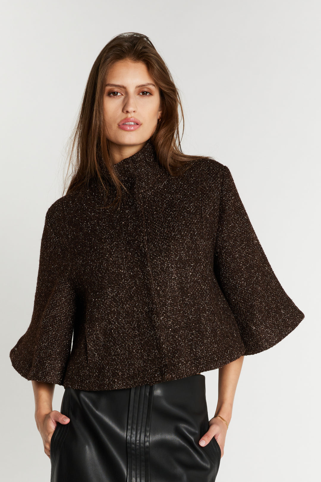 Bruuns Bazaar Women CryosaBBCara cape Blazer Dark Brown