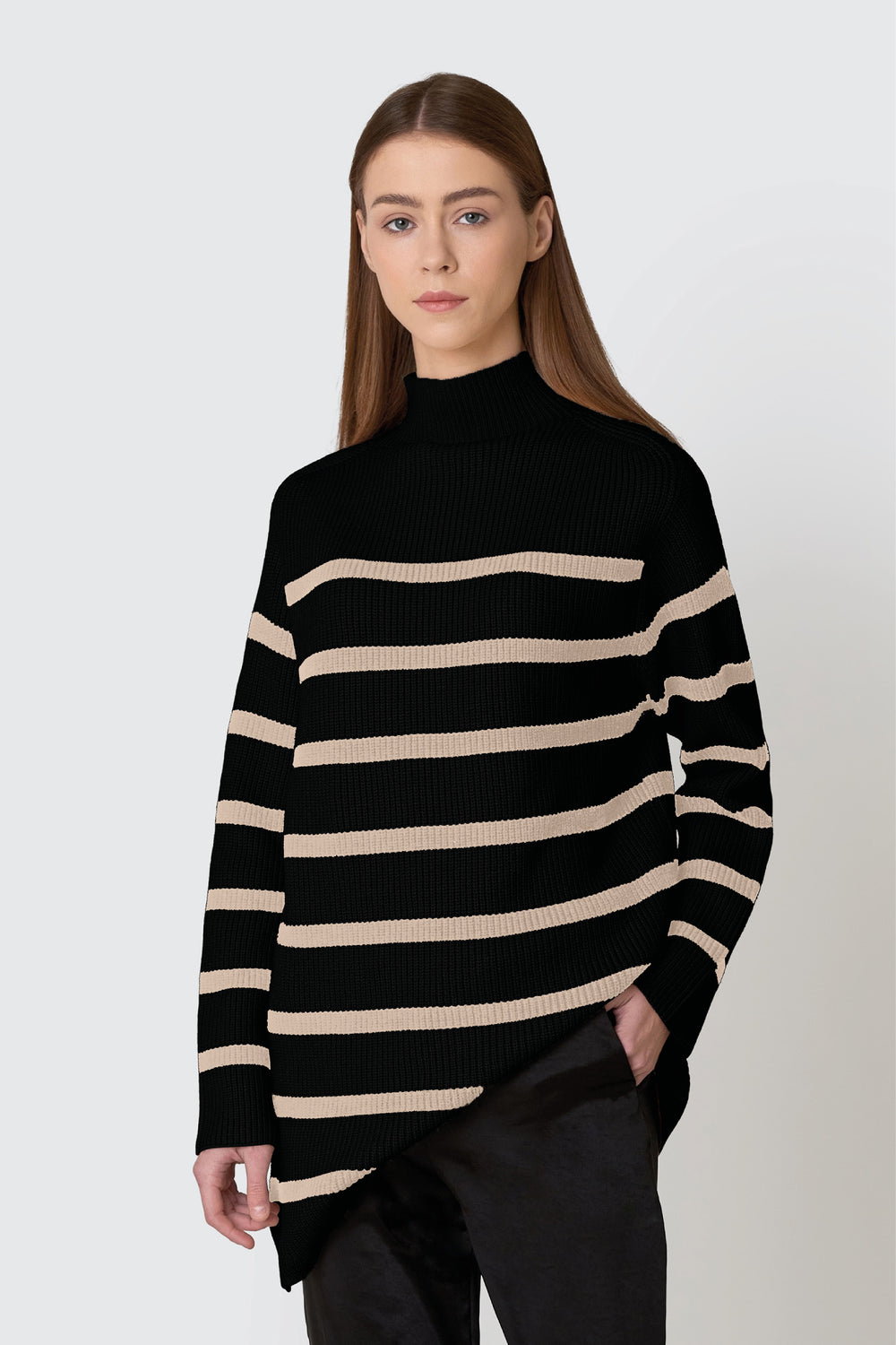 BZR DaytonBZKylie knit Knit Black w. sand stripe