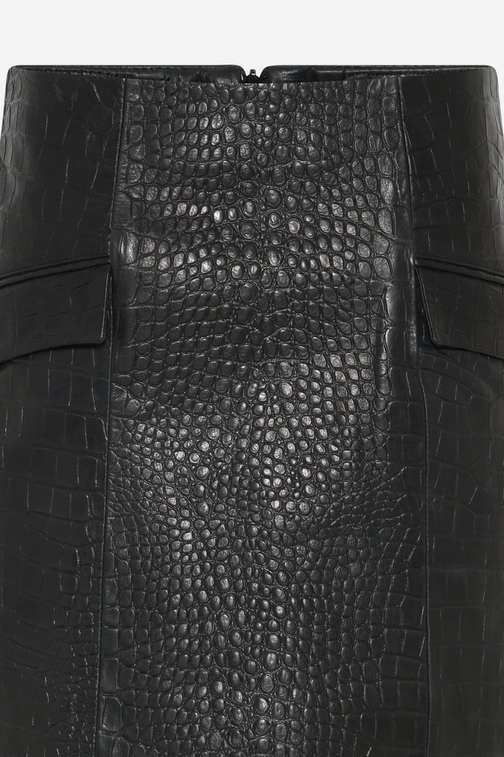 Bruuns Bazaar Women EmbossedBBSiana leather skirt Skirt Black