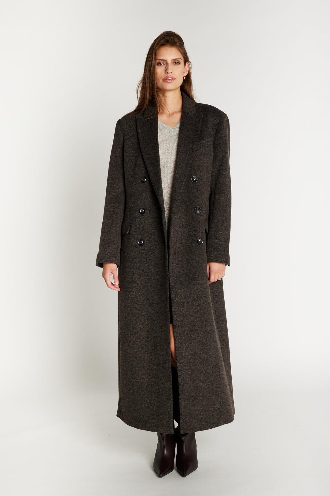 Bruuns Bazaar Women FallopiaBBAbellas coat Outerwear Dark Grey Melange