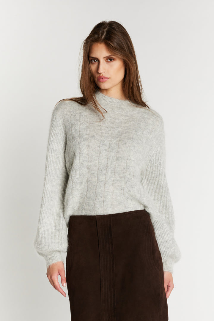 Bruuns Bazaar Women FluffyBBAmandra knit Knit Light grey melange