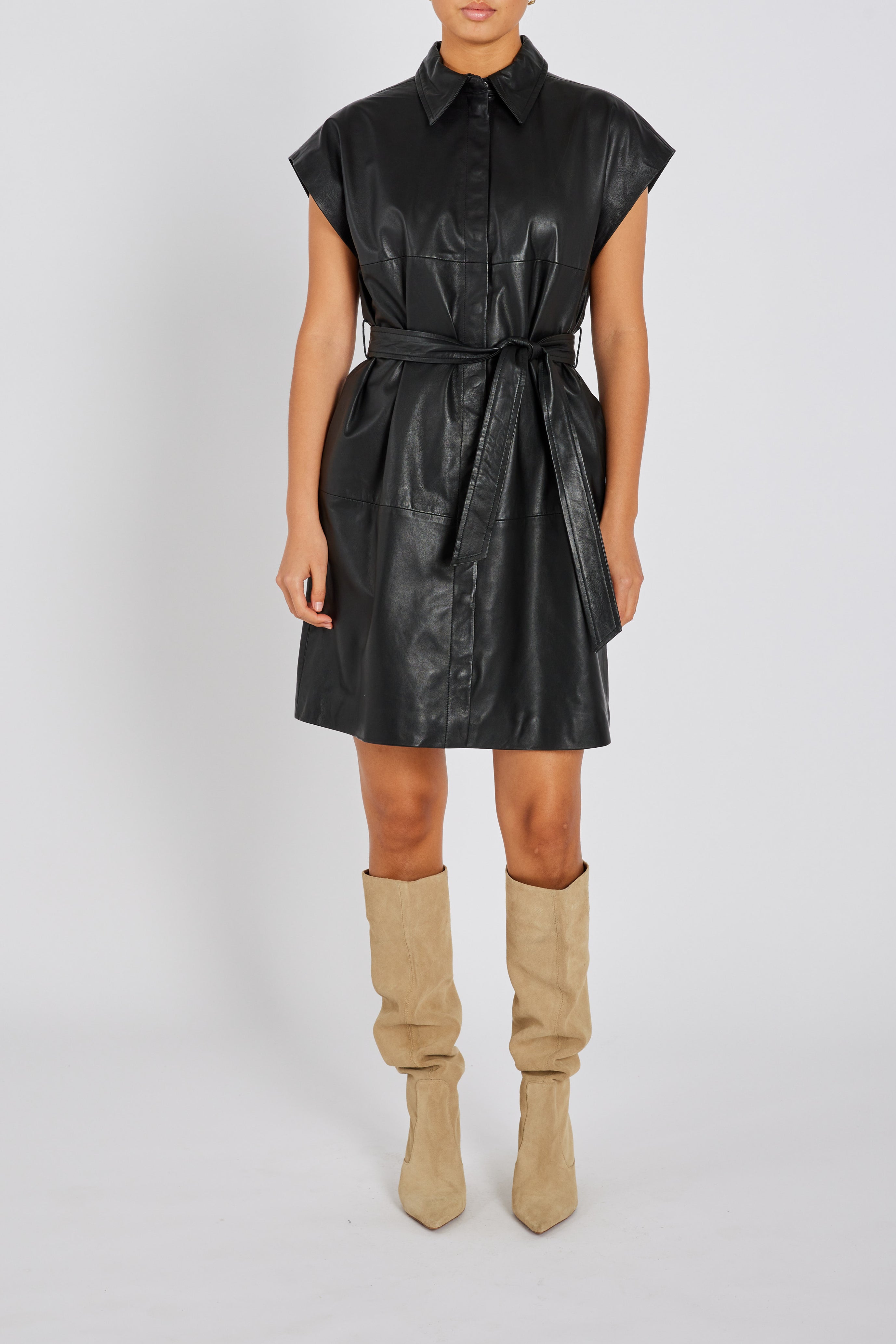 クーザ　IMVAL / Leather Dress [BLK] Sassed Up Faux Leather Midi Dress - Black | Fashion Nova