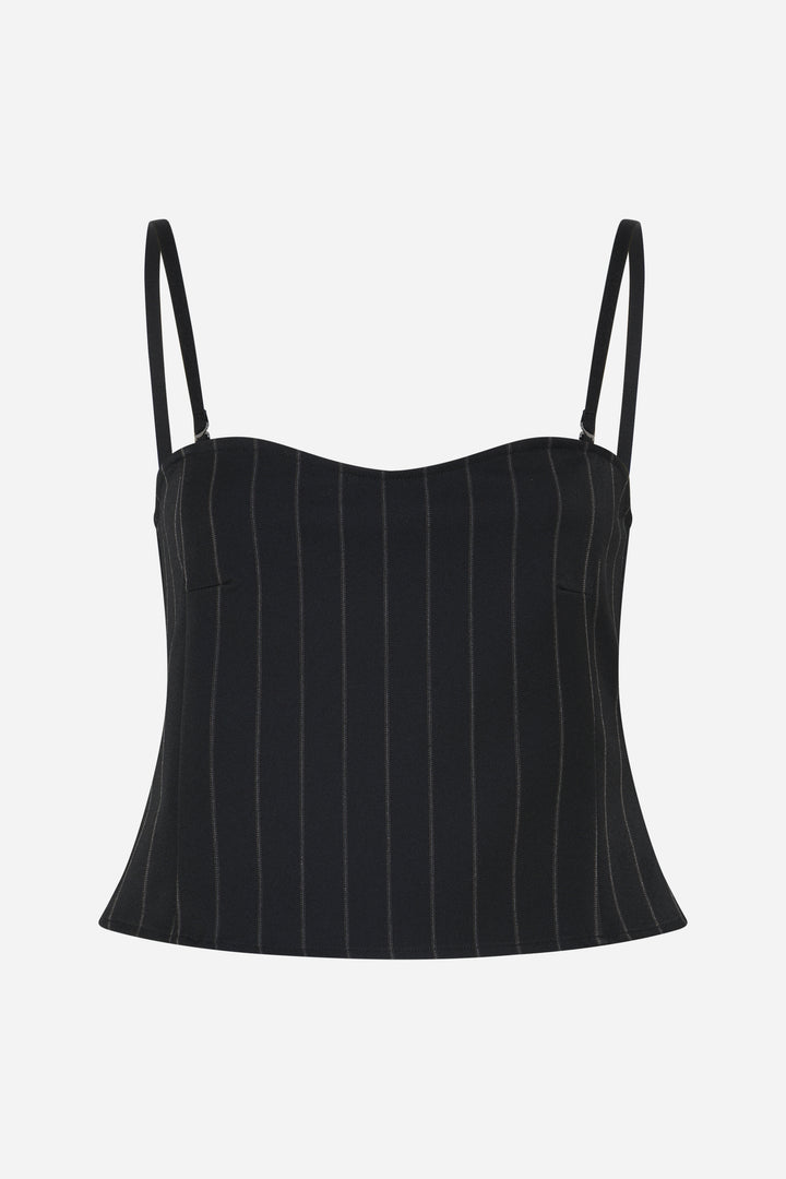 Bruuns Bazaar Women HydrangeaBBKorsas top Blouse Black pinstripe