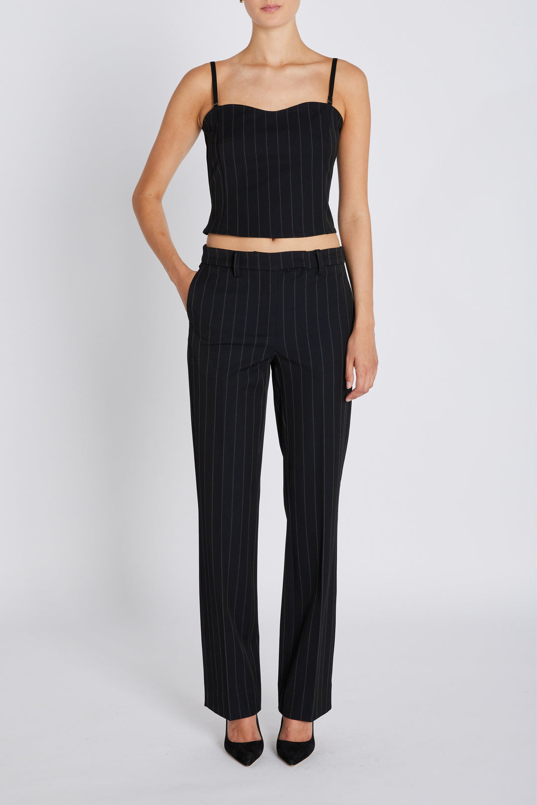 Bruuns Bazaar Women HydrangeaBBKorsas top Blouse Black pinstripe