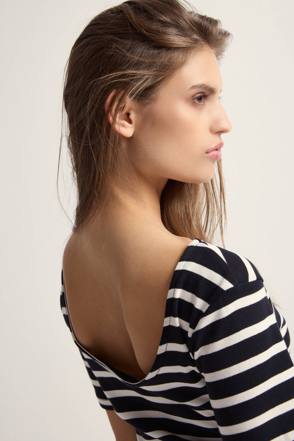 Bruuns Bazaar Women IguanuraBBBoat neck blouse T-shirts Black / Creme stripe