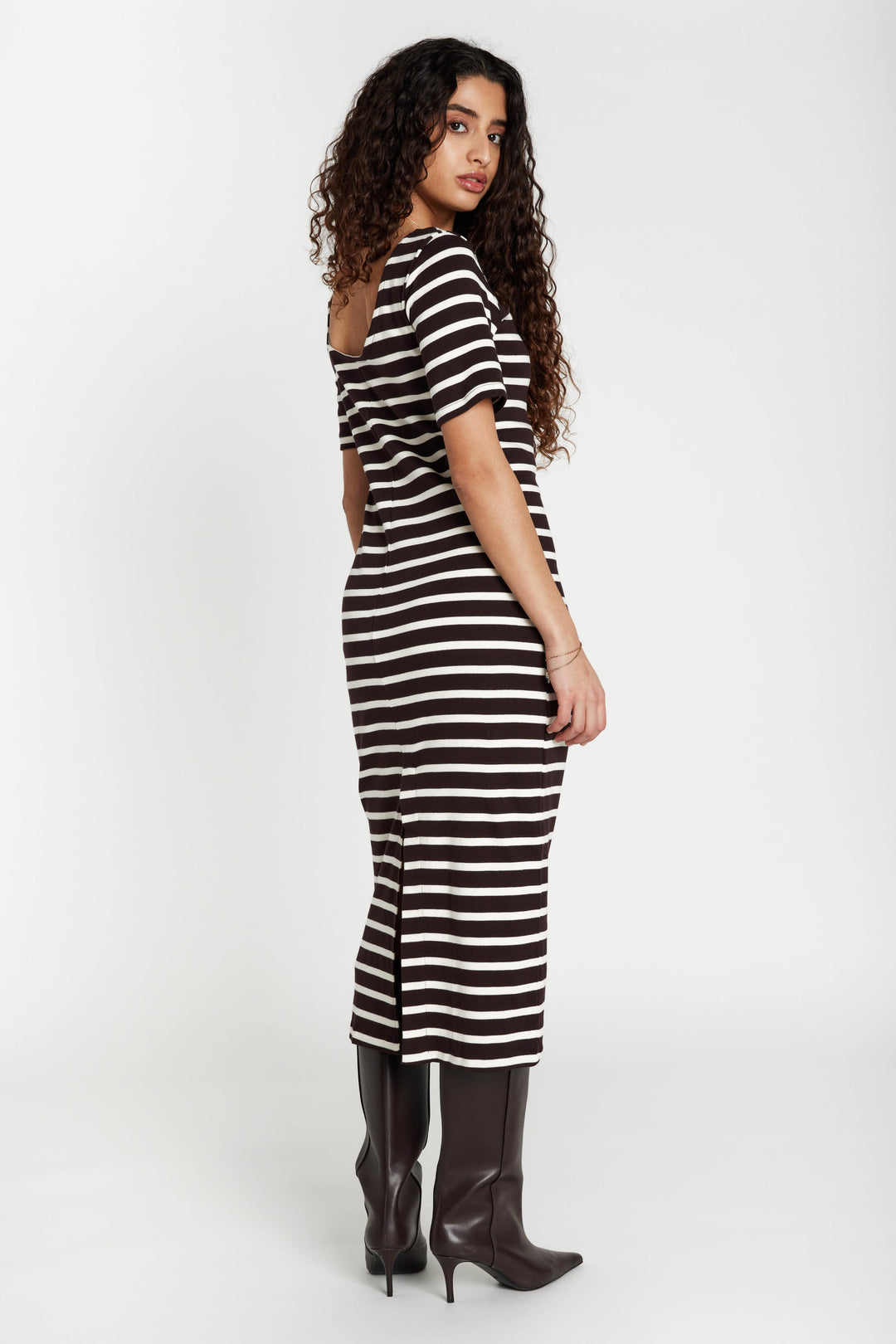 Bruuns Bazaar Women IguanuraBBBoat neck dress Dress Brown stripe