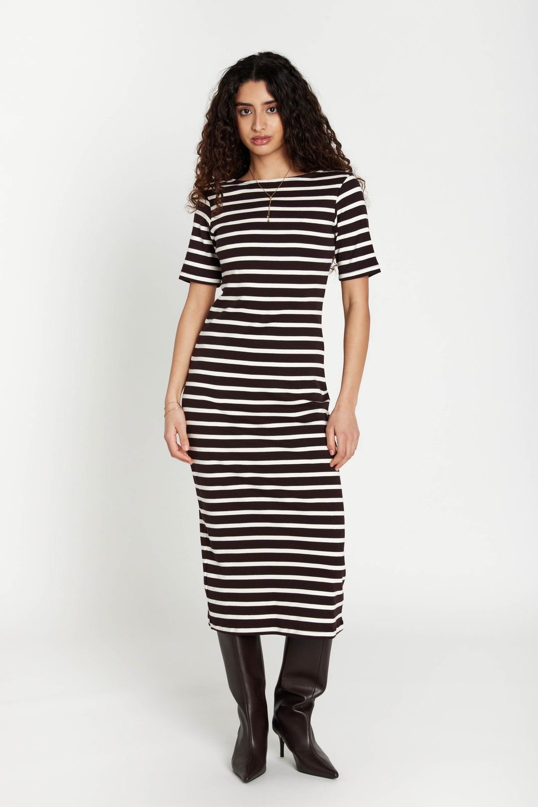 Bruuns Bazaar Women IguanuraBBBoat neck dress Dress Brown stripe