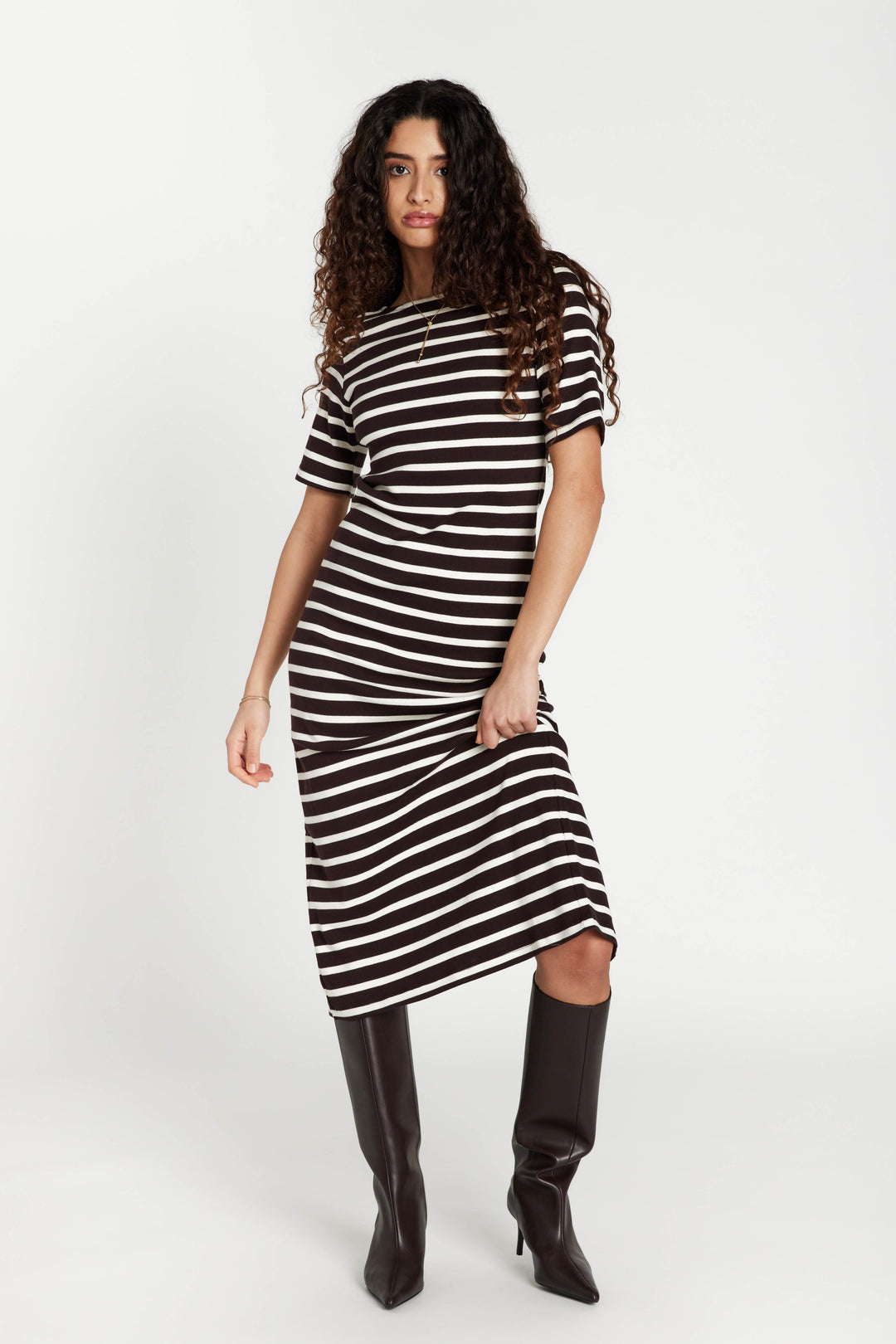 Bruuns Bazaar Women IguanuraBBBoat neck dress Dress Brown stripe
