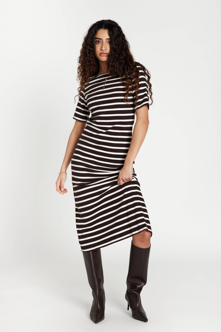 Bruuns Bazaar Women IguanuraBBBoat neck dress Dress Brown stripe
