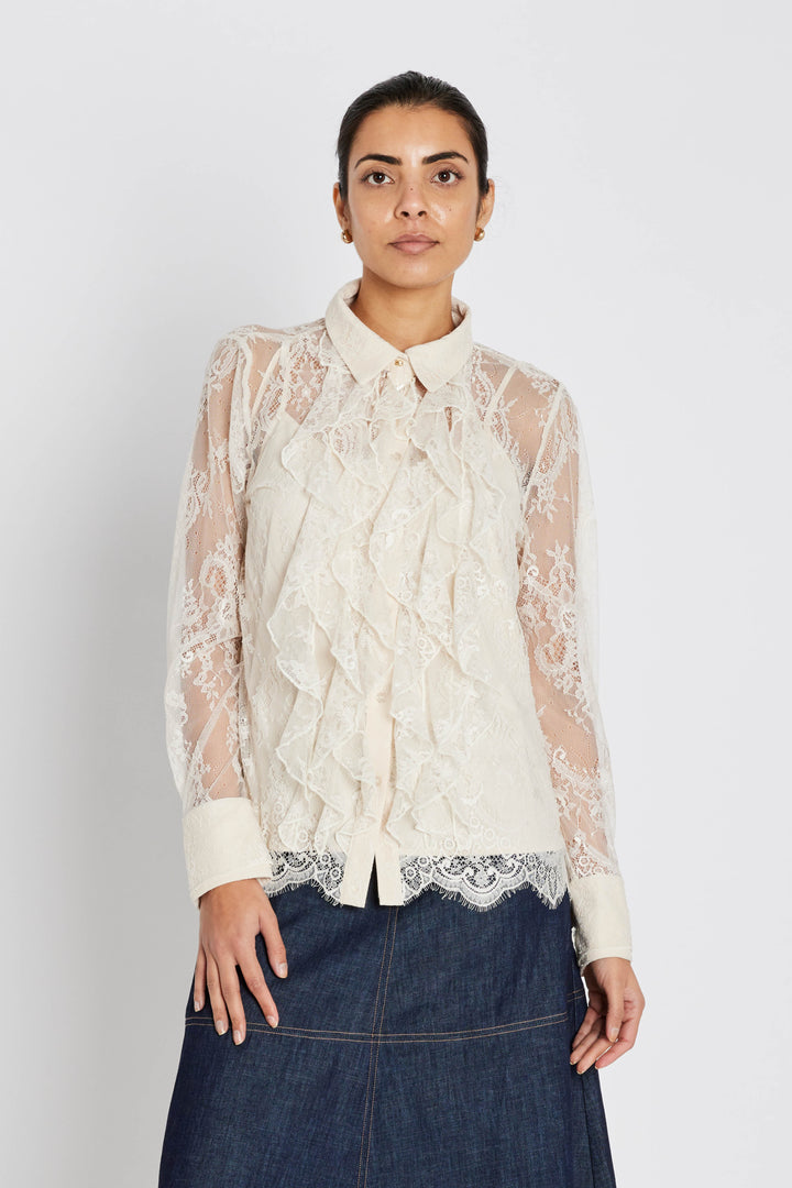 Bruuns Bazaar Women JuaniaBBDaisa shirt Shirts White Sand