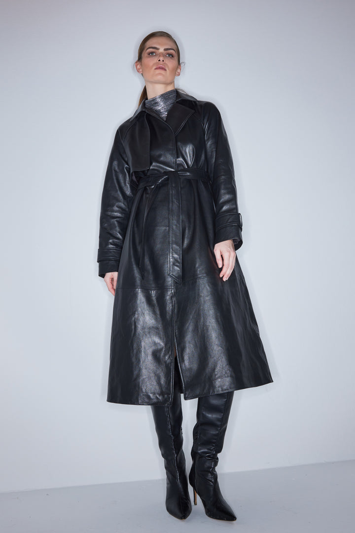 Bruuns Bazaar Women KastanjeBBLeather Trenchcoat Outerwear Black