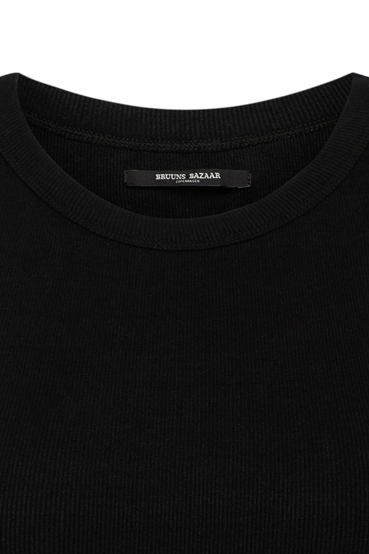 Bruuns Bazaar Women KatyBBRib Stribed Tank top T-shirts Black w. white stripe
