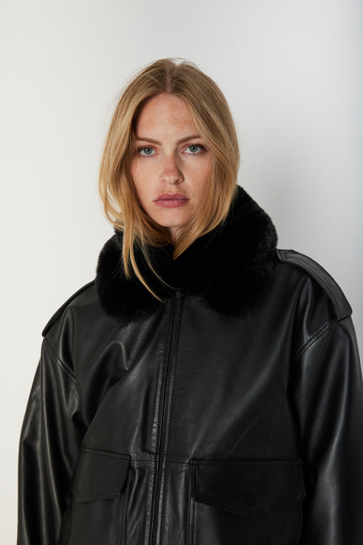 Bruuns Bazaar Women LeatherBBpilot jacket Outerwear Black