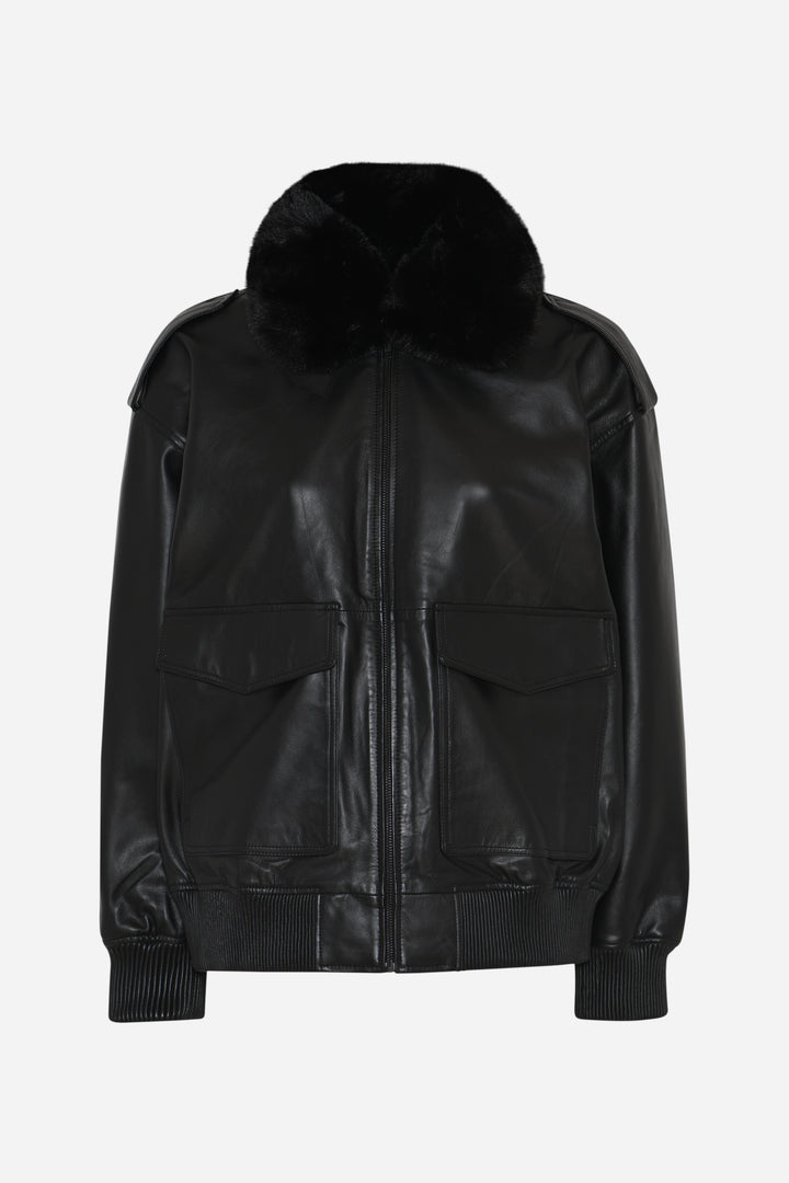 Bruuns Bazaar Women LeatherBBpilot jacket Outerwear Black