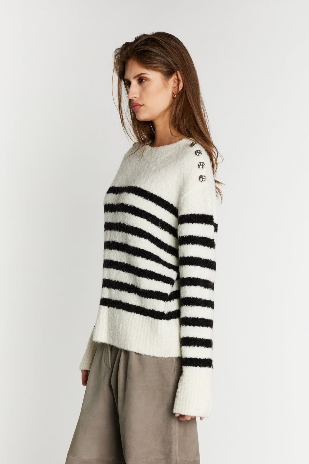 Bruuns Bazaar Women PompomBBAddie knit Knit Snow white / black