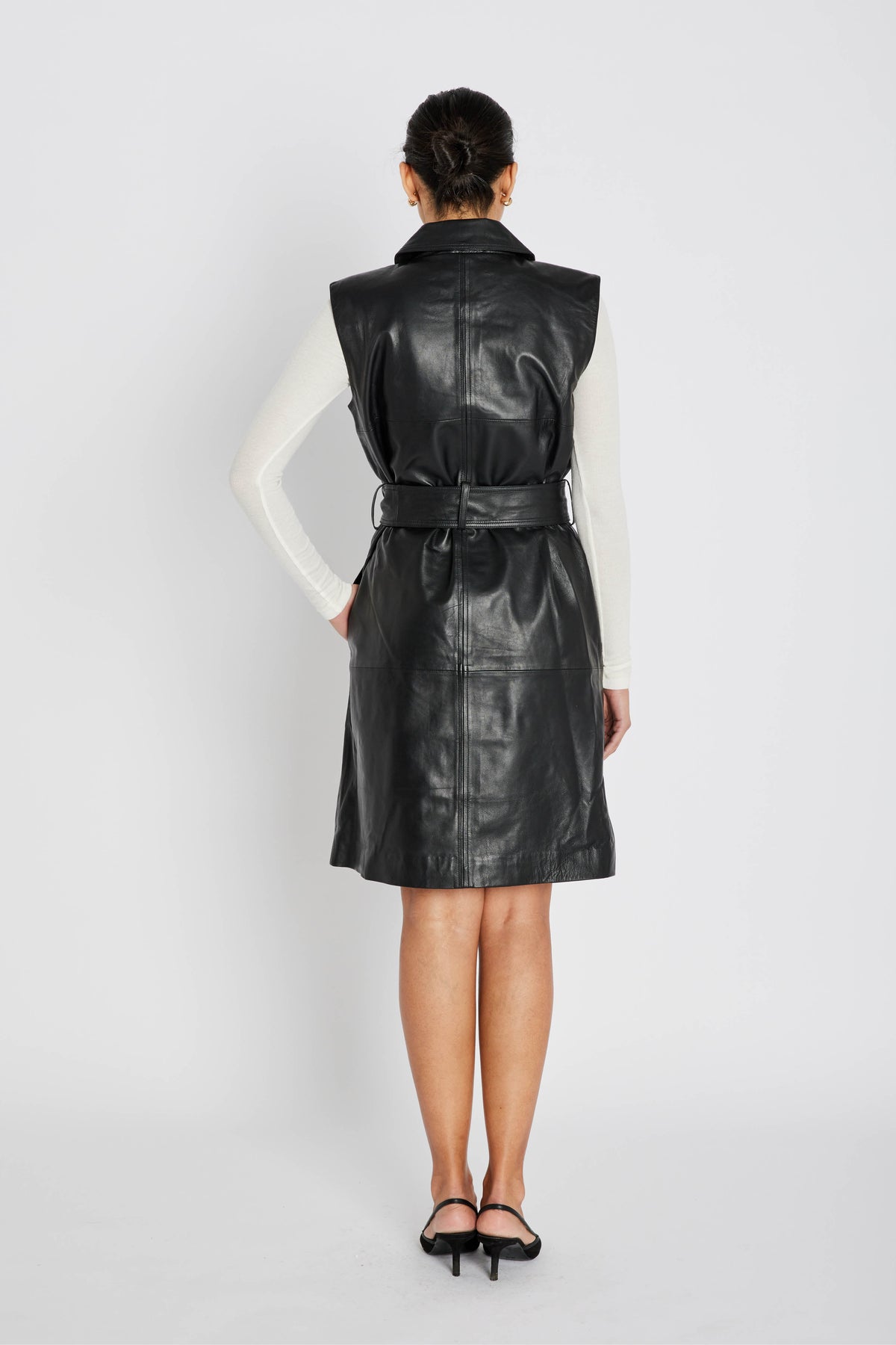 leather dress leather boots How to style a little faux leather dress