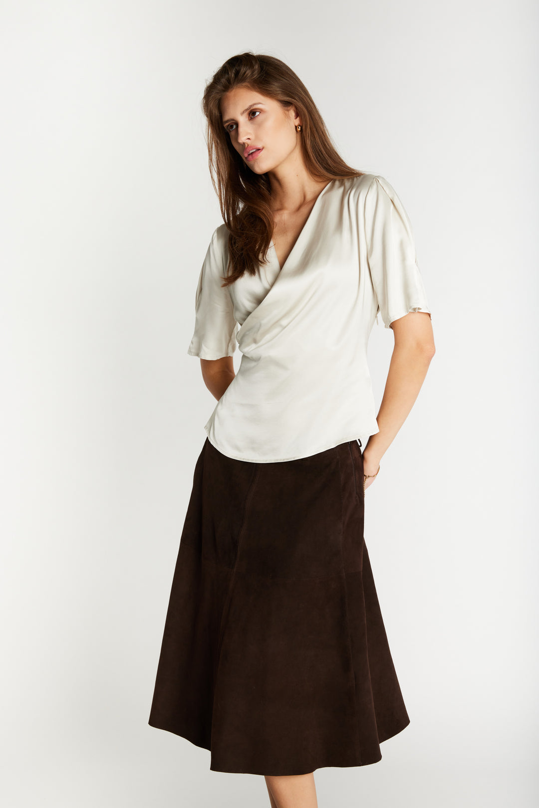 Bruuns Bazaar Women SuedaBBIrene suede skirt Skirt Dark Brown