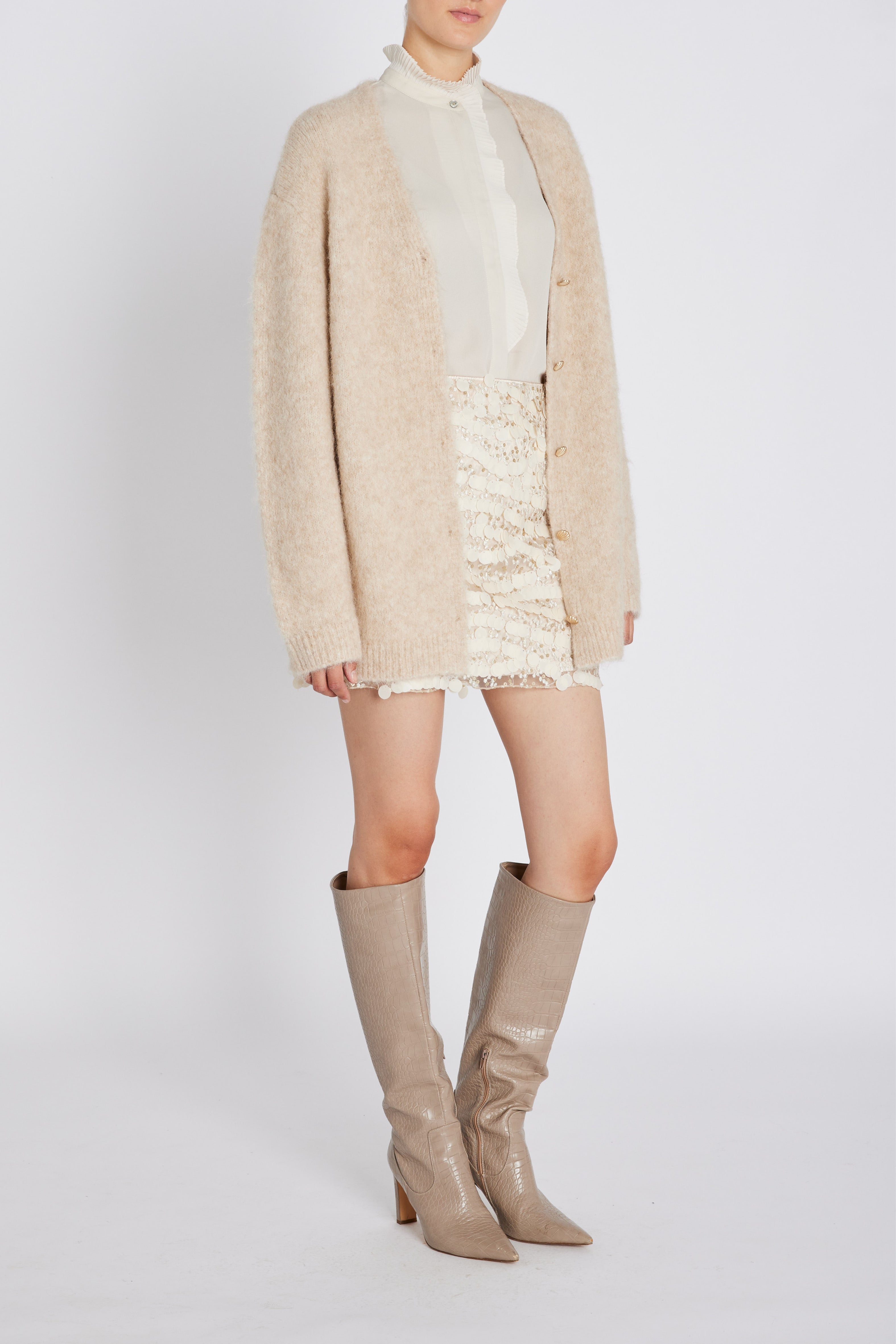 トップス Be Mine Emblem Knit Cardigan beige Maison Margiela Hemp Weave Cardigan (Knitwear) IFCHIC.COM