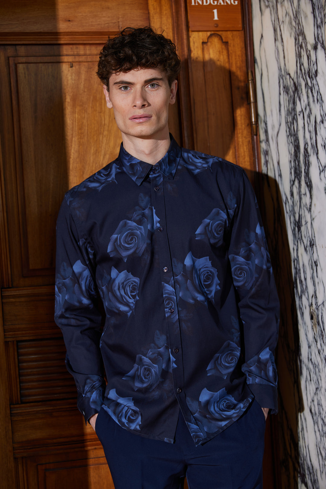 Bruuns Bazaar Men VaniBBGilly shirt Shirts Blue flower