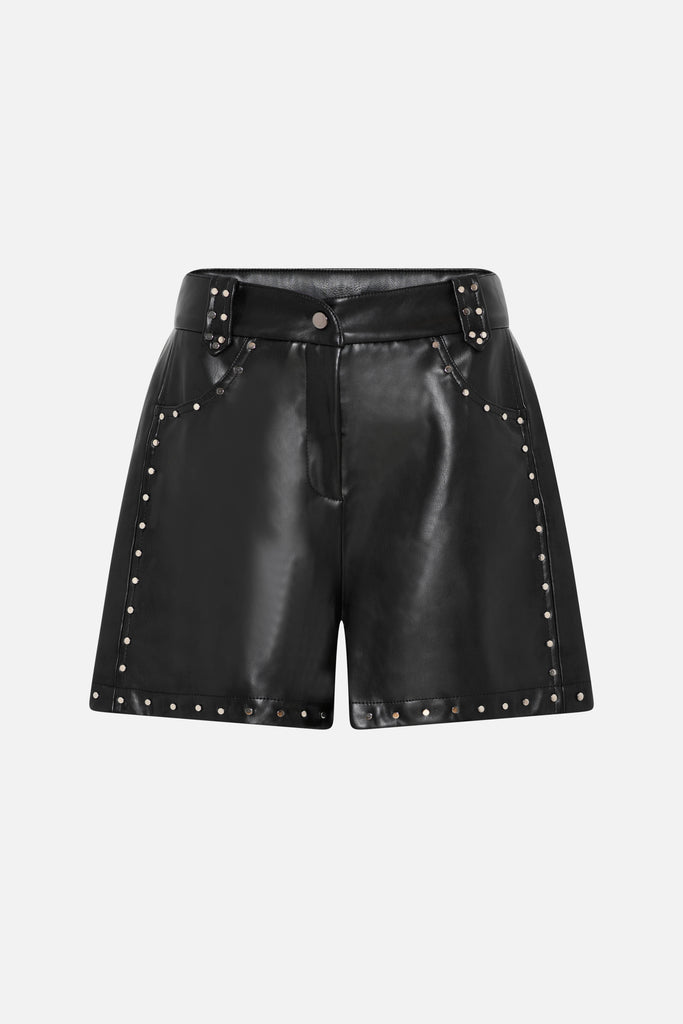 パンツ BOHEMSEO EMBO LEATHER SHORTS, BLACK BOHEMIAN SEOUL] BOHEMSEO EMBO LEATHER SHORTS, BLACK 正規品