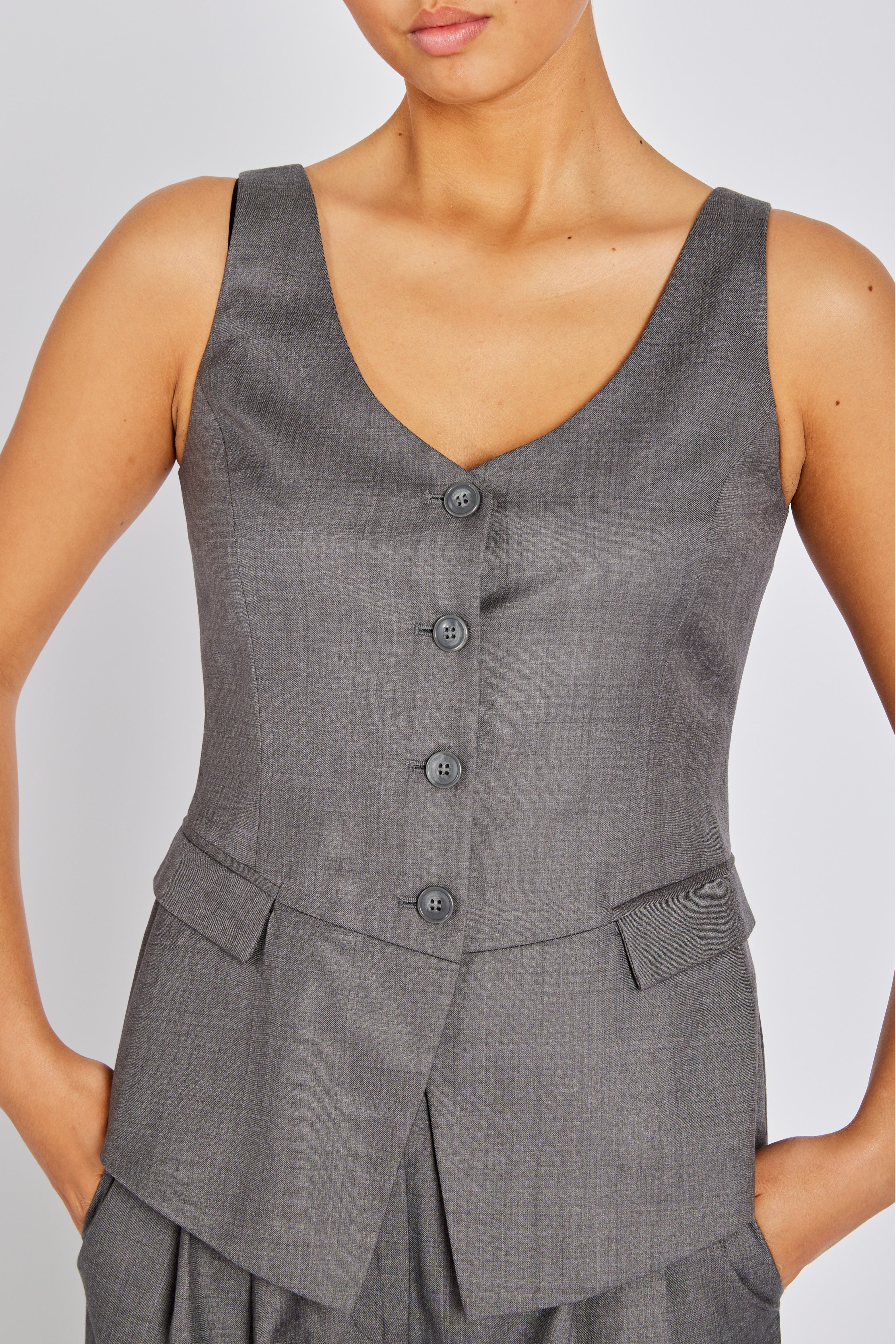 WaterlilyBBBeatus waistcoat - Grey Melange – BRUUNSBAZAAR.COM